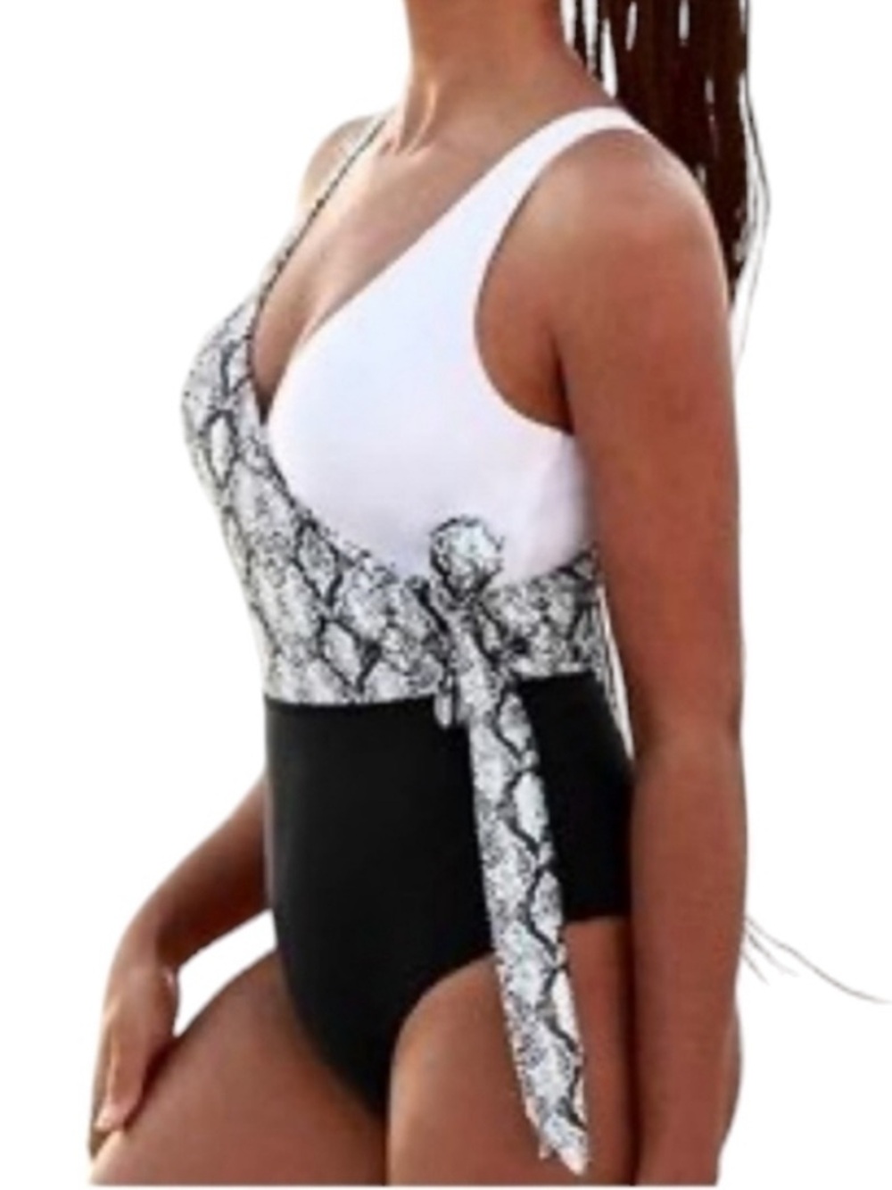 Cupshe Black & White Snakeskin One-Piece Swimsuit